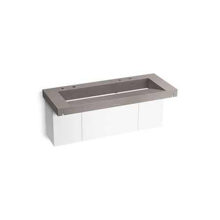 Kohler Constellation 60In Wall-Mount Trough Lavatory System In Ash Concrete 81032-BPW-KCE
